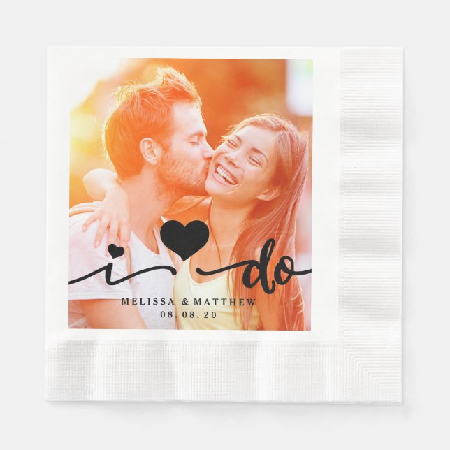 Serviette Jetable Je fais la photo mignonne de coeur épousant la (Devant)