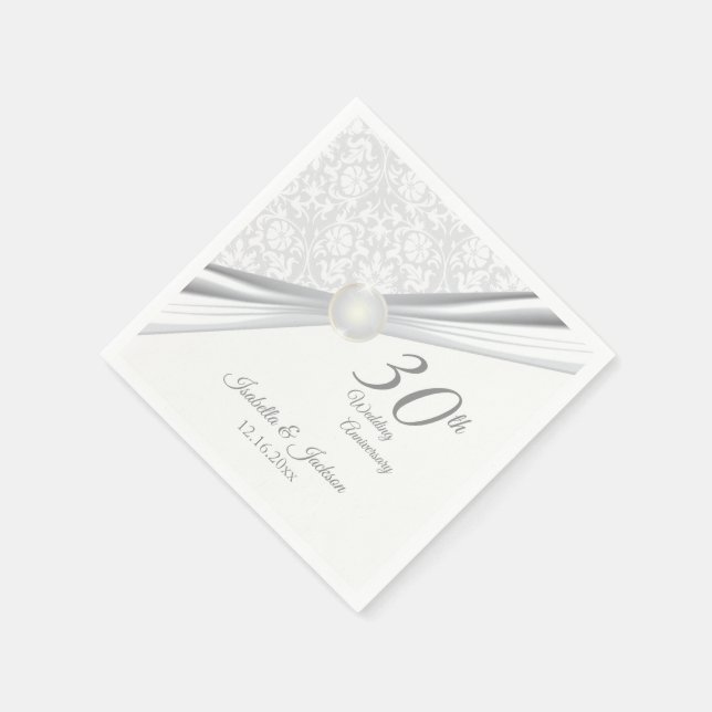 Serviette Jetable Joli 30ème anniversaire Mariage Design (Coin)