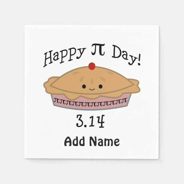 Serviette Jetable Joli Joyeux Pi Day ! (Devant)