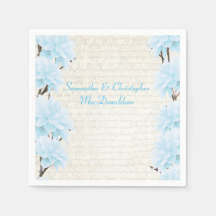 Serviette Jetable Joli mariage campagnard floral bleu pastel