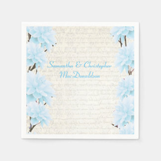 Serviette Jetable Joli mariage campagnard floral bleu pastel