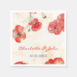 Serviette Jetable Joli Poppies rouges mariages florales
