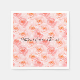Serviette Jetable Joli Roses d'aquarelle rose
