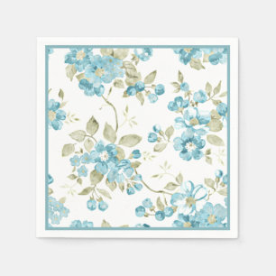 Serviette Jetable Joli vert olive aqua turquoise floral aquarelle
