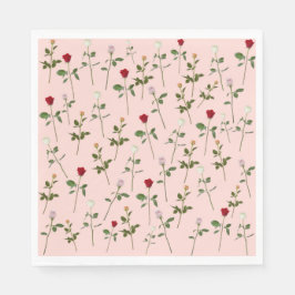 Serviette Jetable Jolies Roses Fleurs Roses Mariage