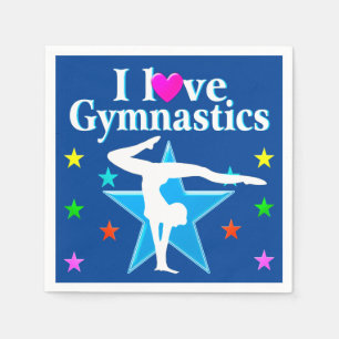 SERVIETTE JETABLE JOLIMENT BLEU J'AIME LES NAPKINS DU PARTI GYMNASTI