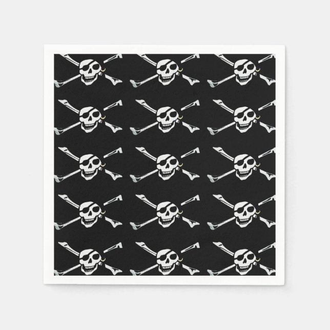 Serviette Jetable Jolly roger Pirate Skull Napkins (Devant)