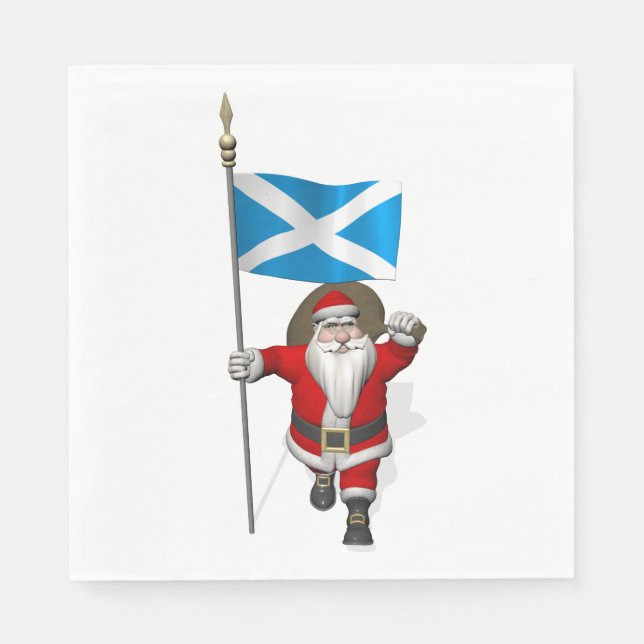 Serviette Jetable Jolly Santa Claus Au Drapeau De L'Ecosse (Devant)