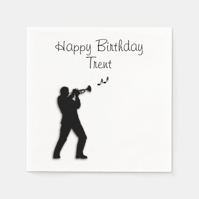 Serviette Jetable Joueur de trompette Anniversaire personnalisé (Devant)