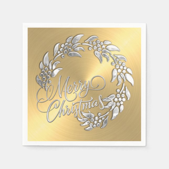 Serviette Jetable Joyeuse couronne de Noël (Devant)