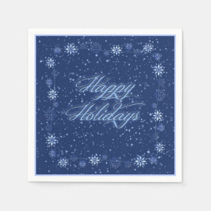 Serviette Jetable Joyeuses Vacances Neige Bleu Naples de Noël
