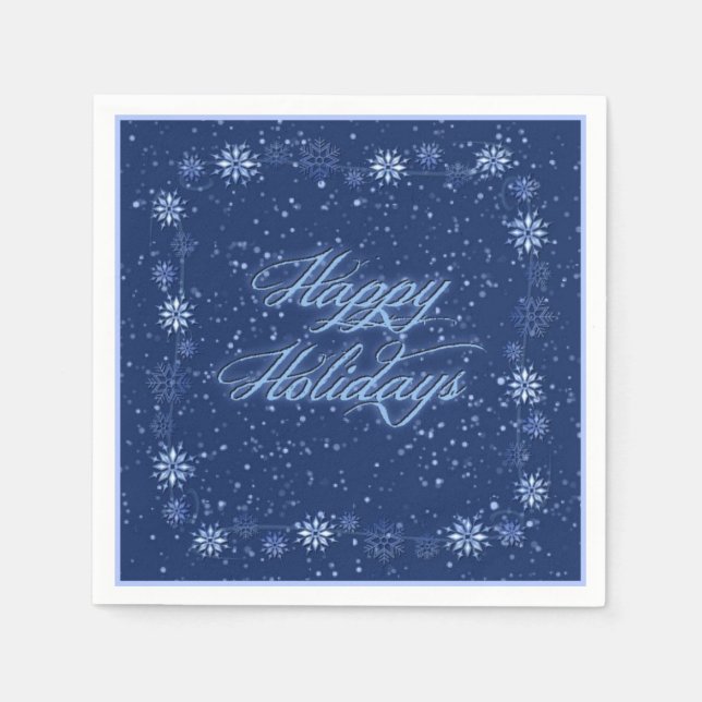 Serviette Jetable Joyeuses Vacances Neige Bleu Naples de Noël (Devant)