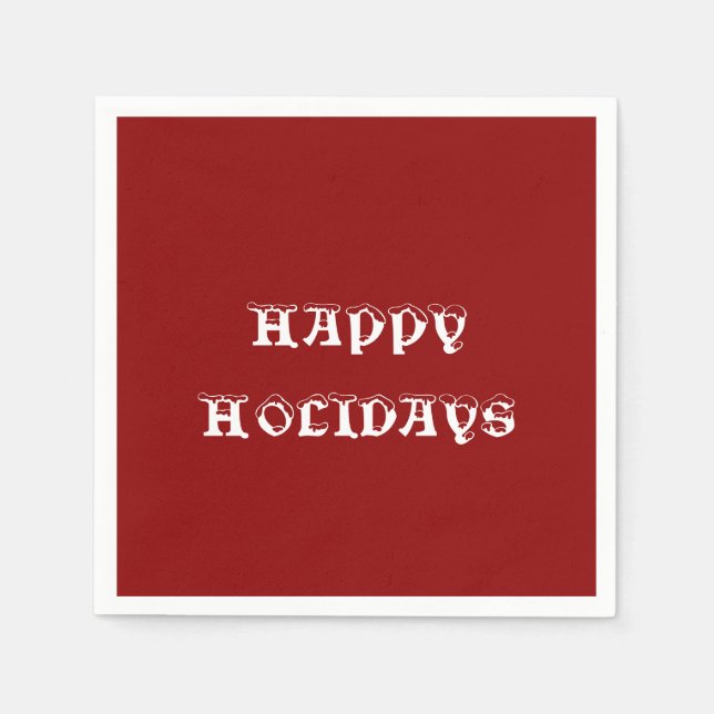 Serviette Jetable Joyeuses vacances Papier rouge foncé Napkin (Devant)