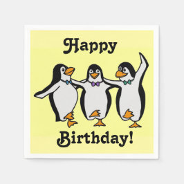 Serviette Jetable Joyeux Anniversaire des pingouins dansants !