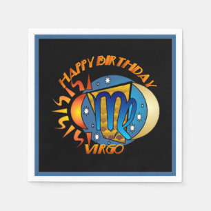 Serviette Jetable Joyeux anniversaire Virgo Zodiac Signal de naissan