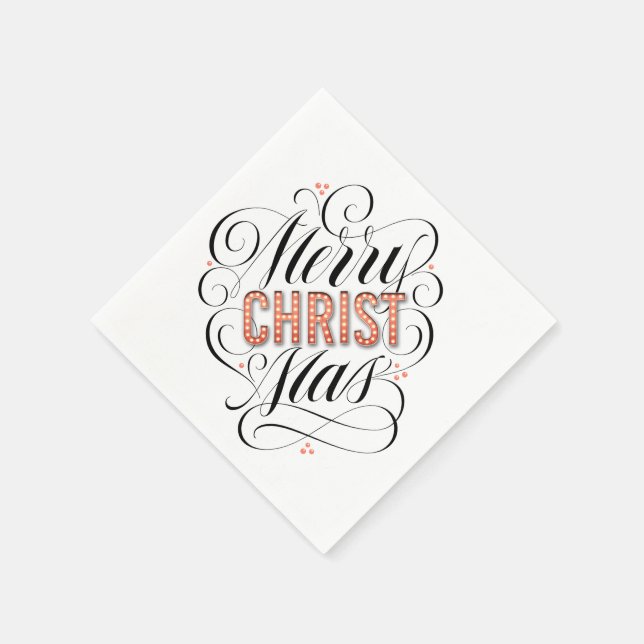 Serviette Jetable Joyeux CHRIST-mas Calligraphie des signes religieu (Coin)