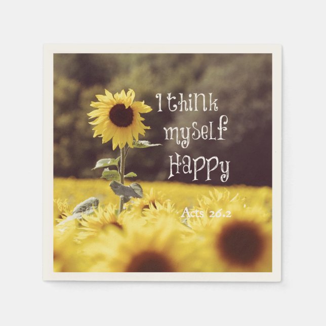 Serviette Jetable Joyeux couplet de la Bible avec des tournesols (Devant)