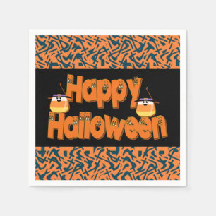 Serviette Jetable Joyeux Halloween texte blanc serviettes