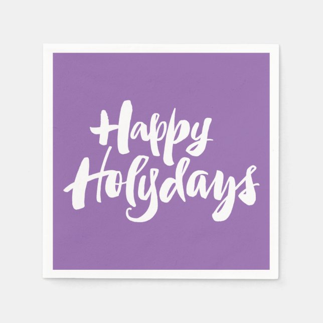 Serviette Jetable Joyeux Jours de Fêtes Joyeux Jours de Noël Violet (Devant)