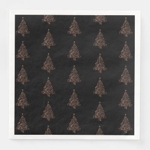 Serviette Jetable Joyeux Noël Arbre Motif Cuivre noir Élégant