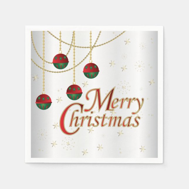 Serviette Jetable Joyeux Noël blanc brillant (Devant)