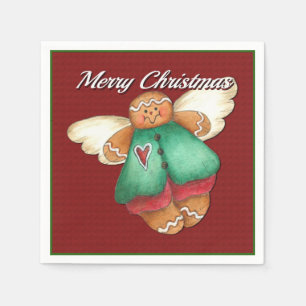 Serviette Jetable Joyeux Noël Gingen Angel Red Napkins