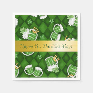 Serviette Jetable Joyeux Saint Patrick's Day Green Beer Napkins