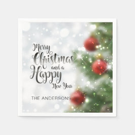 Serviette Jetable Joyeux sapin de Noël personnalisé | Serviette de t