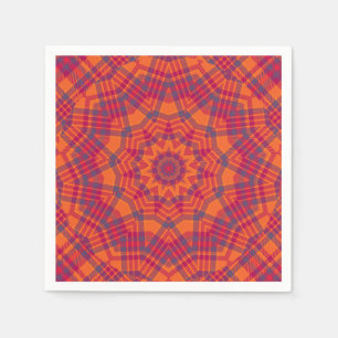Serviette Jetable Kaleidoscope Carreaux Orange et Violet
