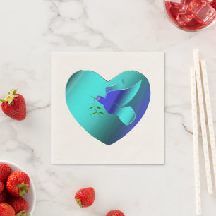 Serviette Jetable La colombe bleue du coeur du ciel