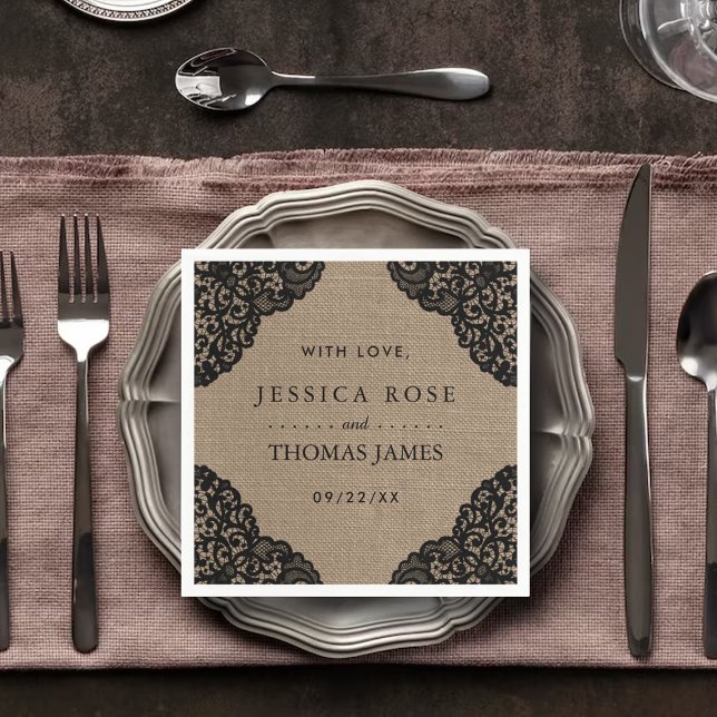 Serviette Jetable La dentelle noire sur la collection de Mariages de (Créateur téléchargé)