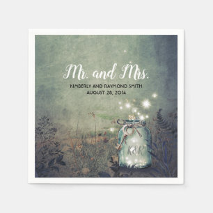 Serviette Jetable La luciole Mason Jar éclaire le Mariage rustique