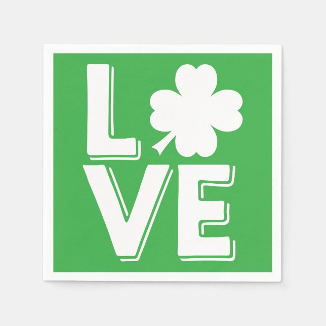 Serviette Jetable La Saint-Patrick Amour Irlandais Trèfle Vert (Devant)