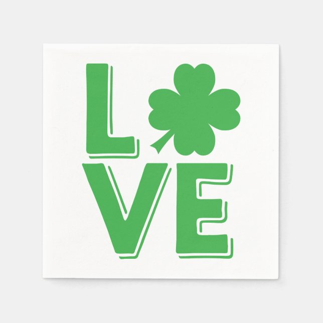 Serviette Jetable La Saint-Patrick Amour Irlandais Trèfle Vert (Devant)