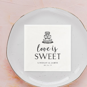 Serviette Jetable L'amour est doux Coupe de gâteau Mariage