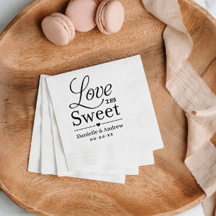 Serviette Jetable L'amour est doux Noir personnalisé mariage Monogra