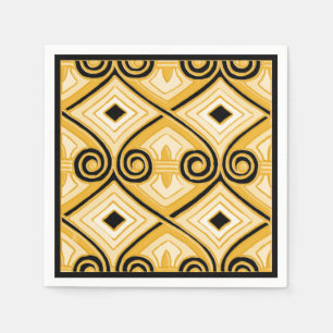 Serviette Jetable L'art déco fait Perse (jaune et noir)