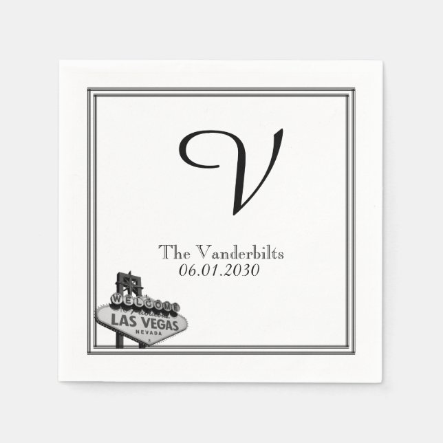 Serviette Jetable Las Vegas Destination Mariage Napkin (Devant)