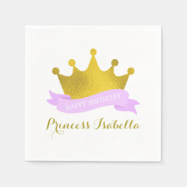 Serviette Jetable Lavande et Gold Princess Anniversaire