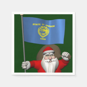 Serviette Jetable Le Père Noël Avec L'Enseigne De L'Oregon
