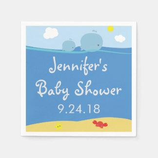 Serviette Jetable Les baleines sous le Baby shower marin serviettes