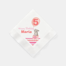 Serviette Jetable Les filles nommées 5e anniversaire koala ballon se