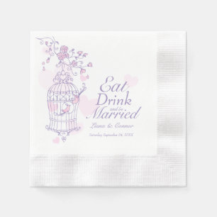 Serviette Jetable Les oiseaux mariages mangent boire être mariés ser