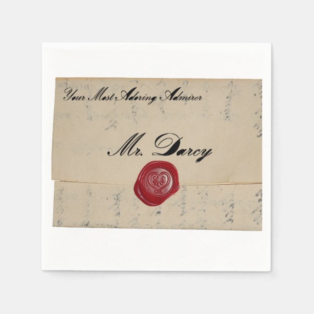 Serviette Jetable Lettre d'amour Mr. Darcy Regency (Devant)