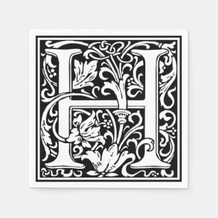 Serviette Jetable Lettre H Monogramme médiéval Art Nouveau