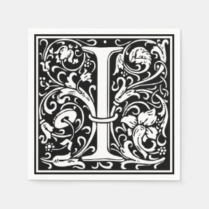 Serviette Jetable Lettre I Monogramme médiéval Art Nouveau
