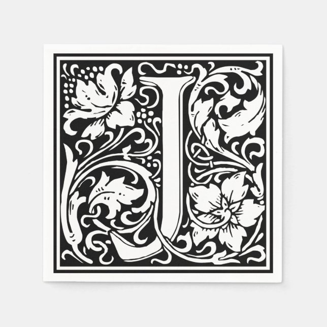 Serviette Jetable Lettre J Monogramme médiéval Art Nouveau (Devant)