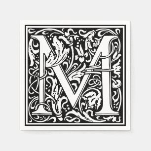 Serviette Jetable Lettre M Monogramme médiéval Art Nouveau