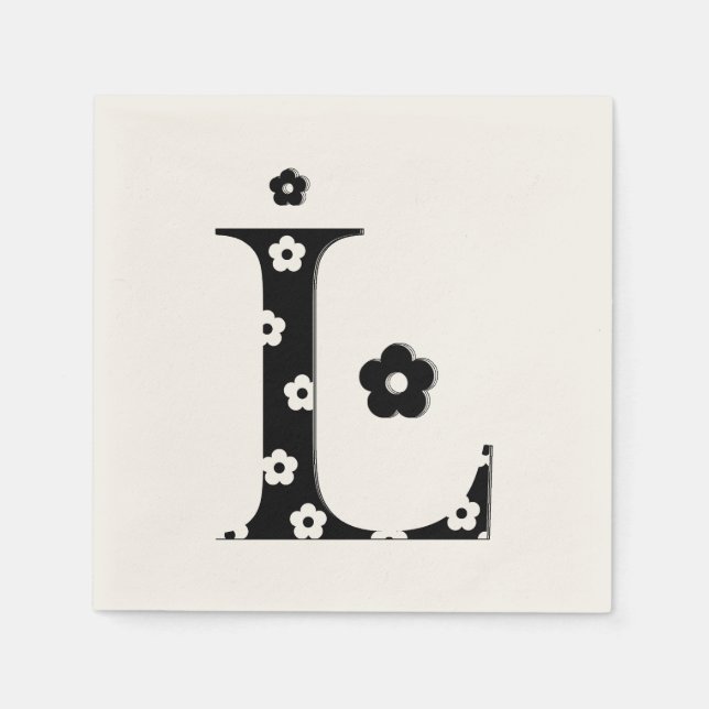 Serviette Jetable LETTRE Motif Fleur L (Devant)