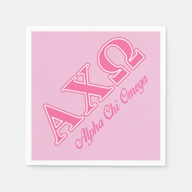Serviette Jetable Lettres Alphi Chi Omega rose (Devant)